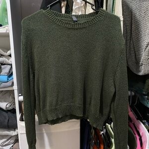 Green crop sweater